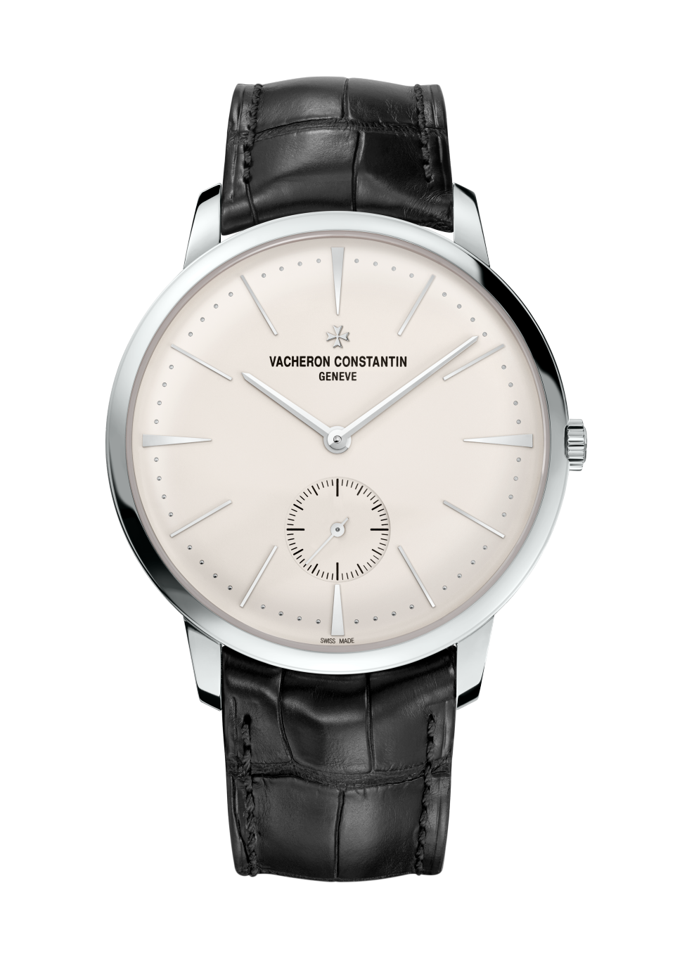 Front view - Packshot - Watch - Patrimony manual-winding - 42 mm White Gold with Alligator leather strap
