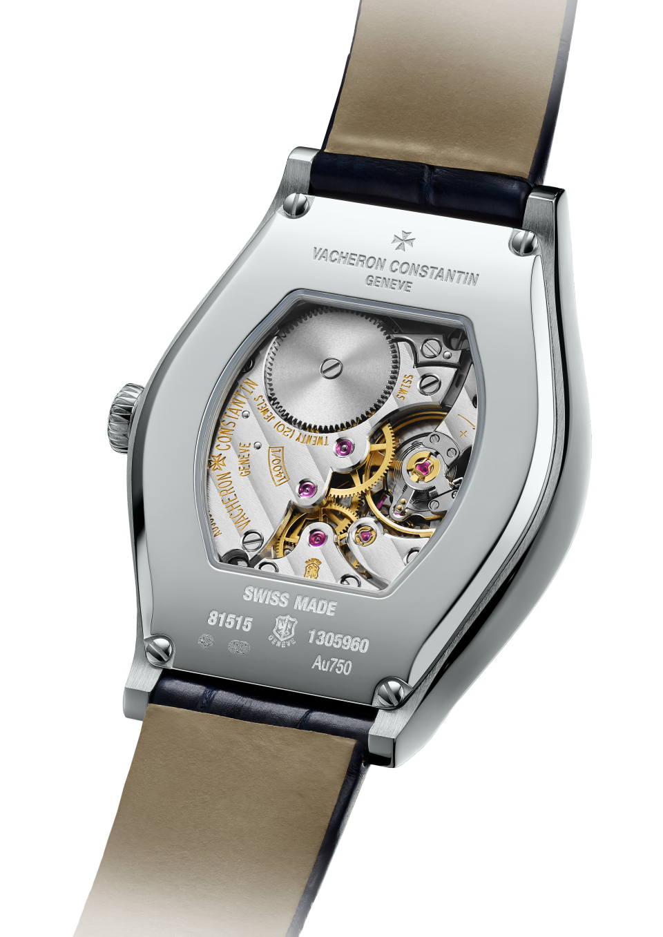 3/4 view - Image - Watch - Malte manual-winding - 34.4x28.4 mm White Gold with Alligator leather strap