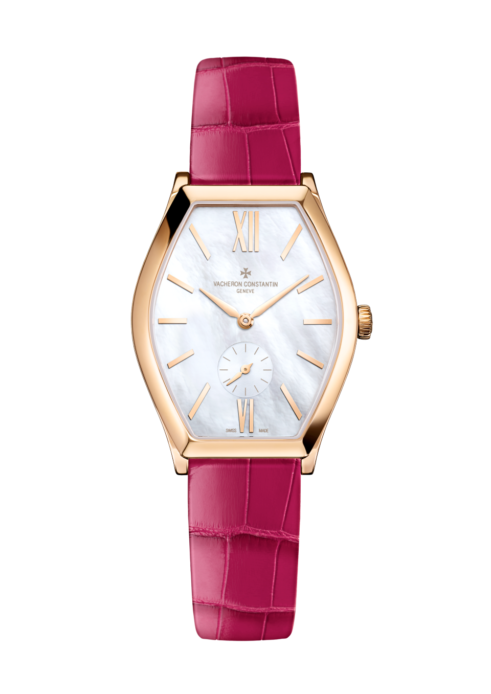 Front view - Packshot - Watch - Malte manual-winding - 34.4x28.4 mm Pink Gold with Alligator leather strap