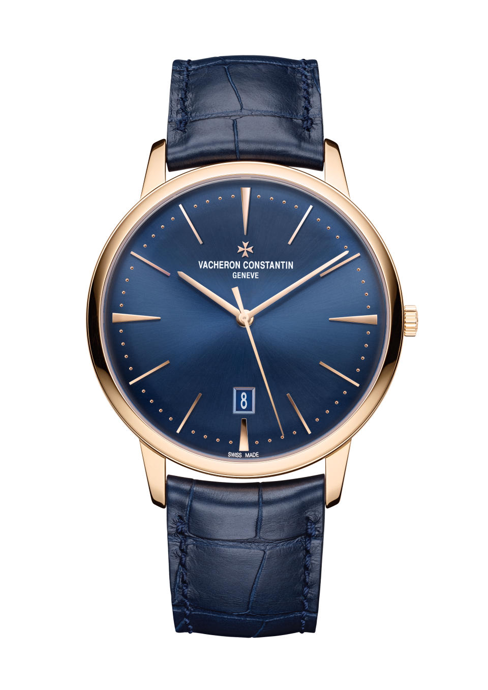 Front view - Packshot - Watch - Patrimony self-winding - 40 mm Pink Gold with Alligator leather strap