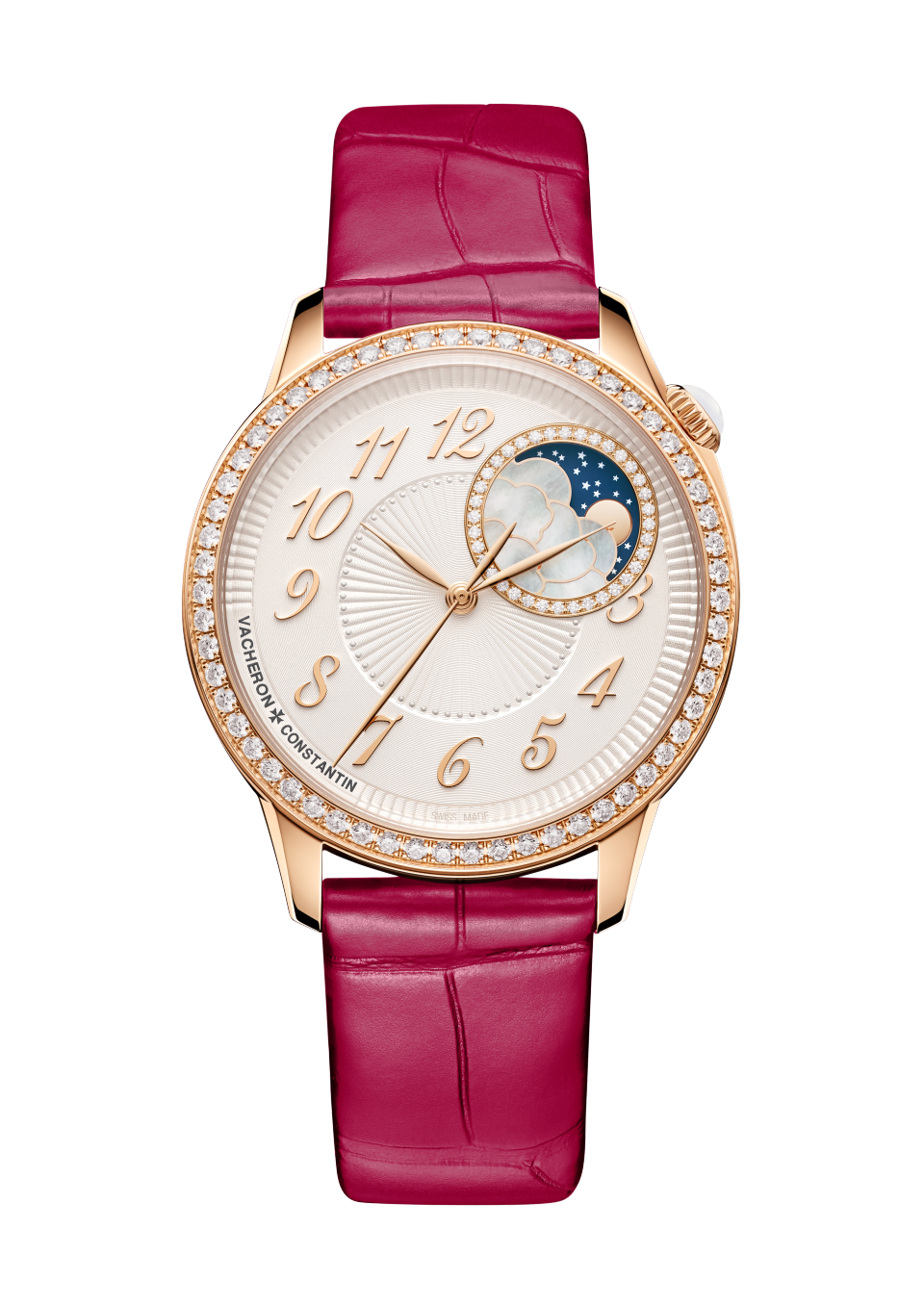 Alternative view - Image - Watch - Égérie moon phase - 37 mm Pink Gold with Alligator leather strap