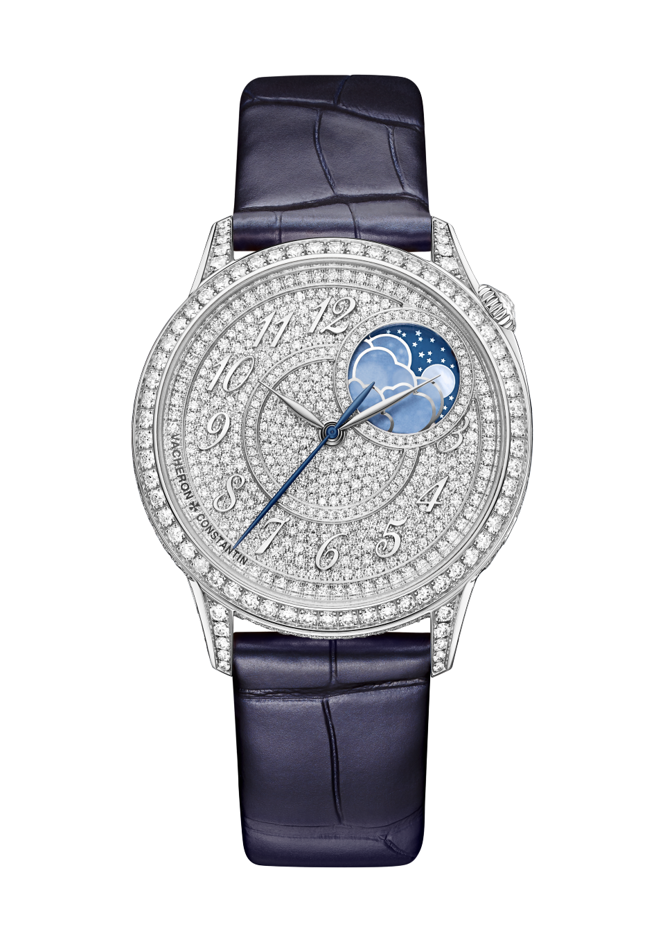 Alternative view - Image - Watch - Égérie moon phase - 37 mm White Gold with Alligator leather, Satin-effect calfskin leather straps