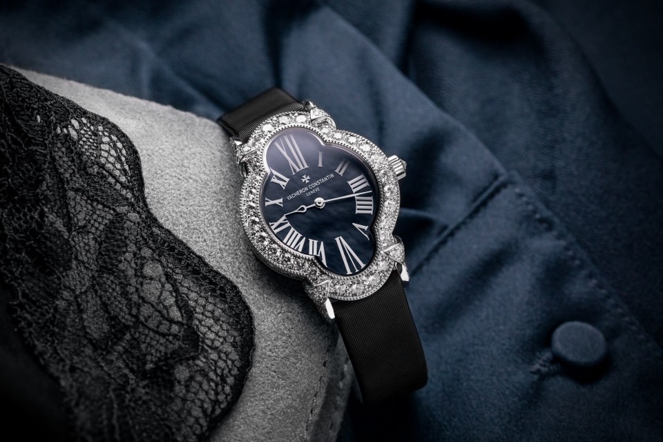 Other view - Lifestyle product photo - Watch - Heures Créatives Heure Romantique - 36.2 x 26.5 mm White Gold with Satin, Alligator leather straps