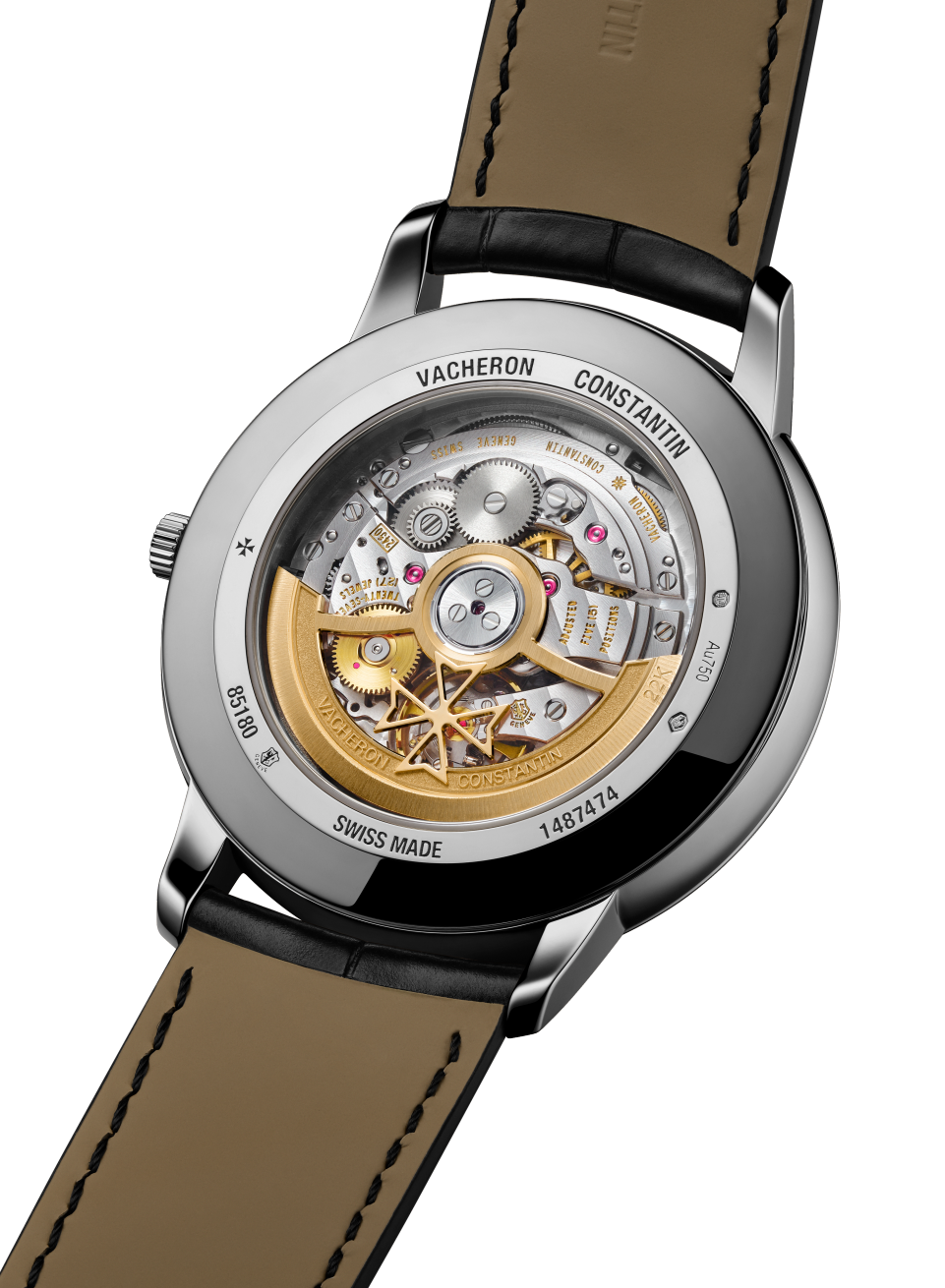 3/4视图 - 品牌形象 - 腕表 - Patrimony传承系列自动上链 - 40毫米 白金 隽永 鳄鱼皮 表带