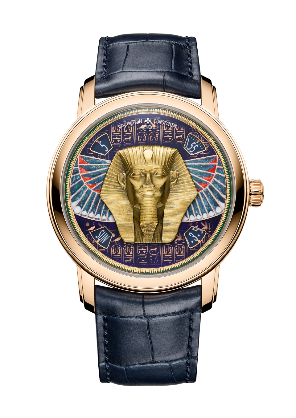 正视图 - 产品图片 - 腕表 - Métiers d'Art艺术大师系列Tribute to great civilisations致敬伟大文明腕表 - 狮身人面像 - 42毫米 粉红金 隽永 鳄鱼皮 表带