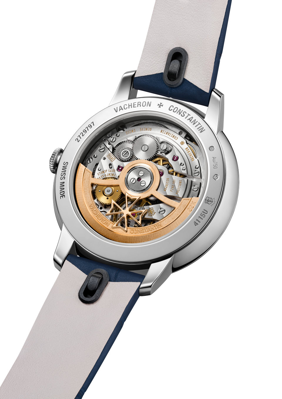 3/4 view - Image - Watch - Patrimony self-winding - 36.5 mm White Gold with Alligator leather strap