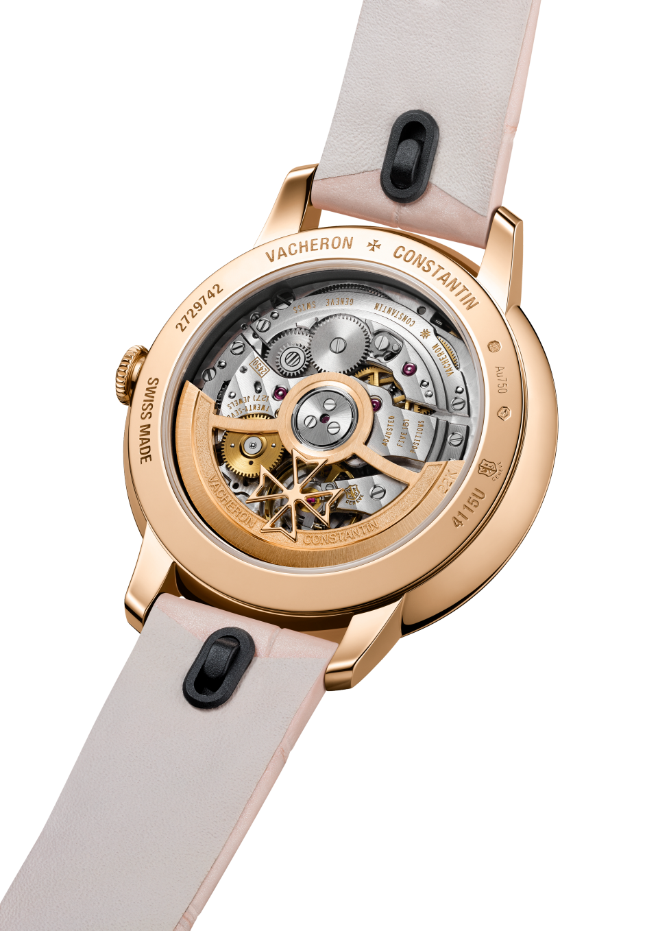 3/4 view - Image - Watch - Patrimony self-winding - 36.5 mm Pink Gold with Alligator leather strap