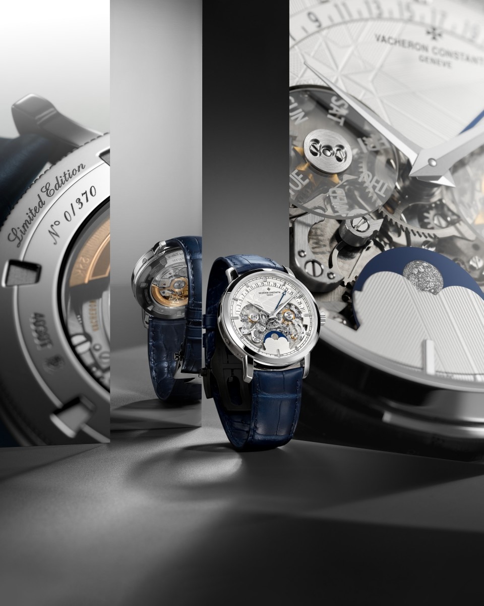 可选视图 - 生活风格作品照片 - 腕表 - Traditionnelle传袭系列万年历逆跳日历镂雕腕表 - 41毫米 铂金 隽永 鳄鱼皮 表带