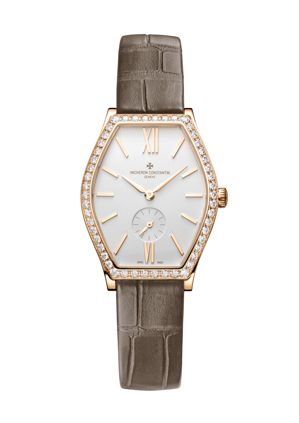 Front view - Packshot - Watch - Malte manual-winding - 34.4x28.4 mm Pink Gold with Alligator leather strap