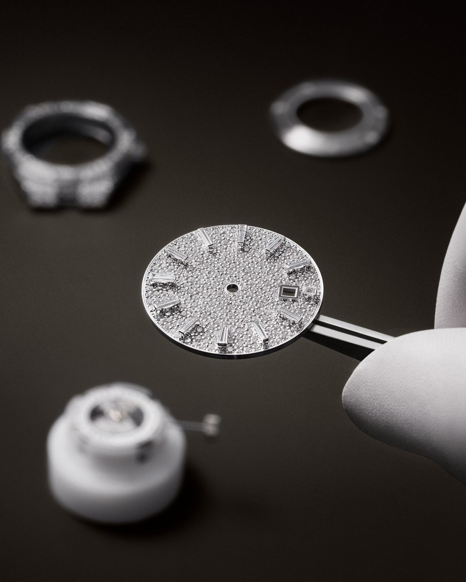  - Image - Watch - Overseas self-winding high jewellery - 35 mm White Gold with Alligator leather, Rubber, White Gold straps