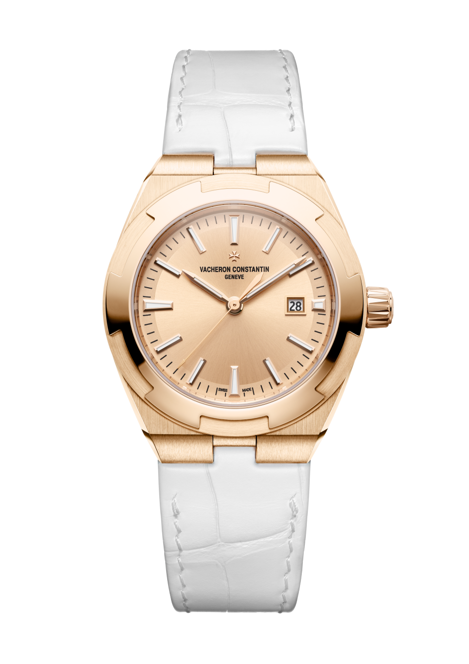 Other view - Packshot - Watch - Overseas self-winding - 34.5 mm Pink Gold with Alligator leather, Rubber, 18K pink gold straps