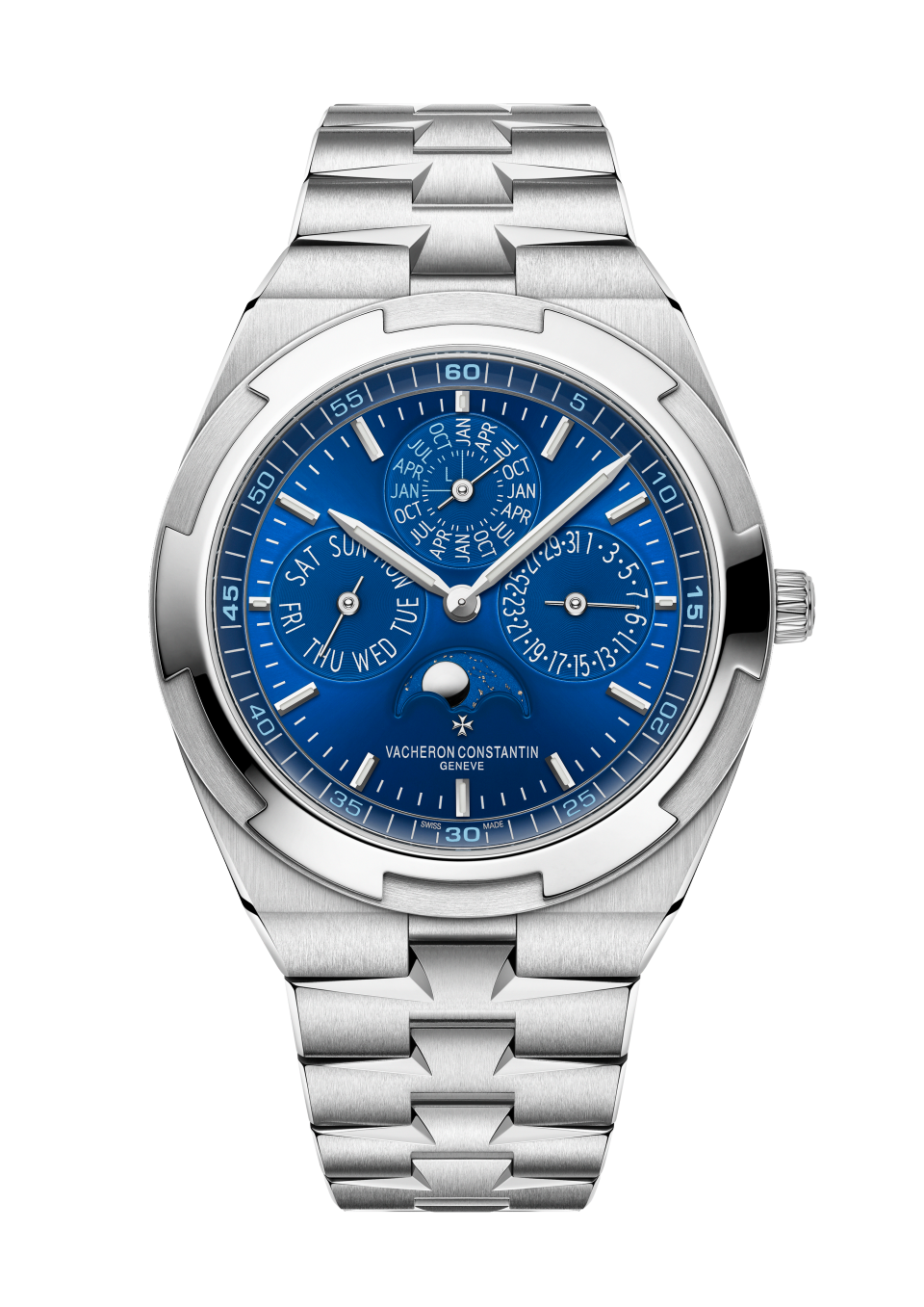 Front view - Packshot - Watch - Overseas perpetual calendar ultra-thin - 41.5 mm White Gold with Rubber, Grained calfskin leather straps