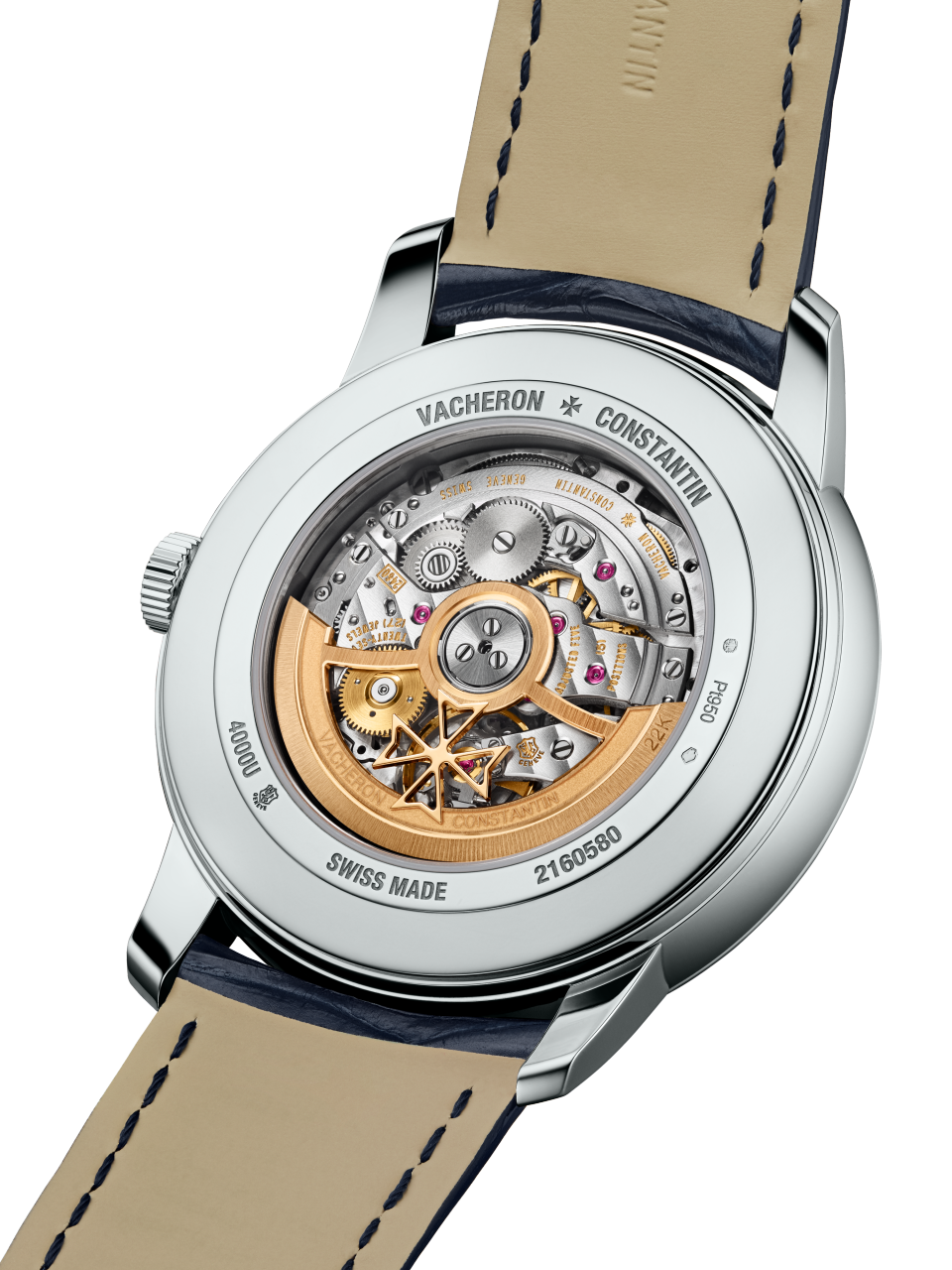 3/4视图 - 品牌形象 - 腕表 - Patrimony retrograde day-date - 42.5毫米 铂金 隽永 鳄鱼皮 表带