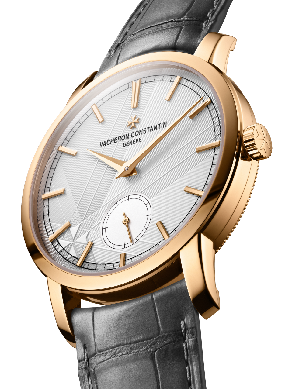 3/4 view - Packshot - Watch - Traditionnelle manual-winding - 38 mm Pink Gold with Alligator leather strap