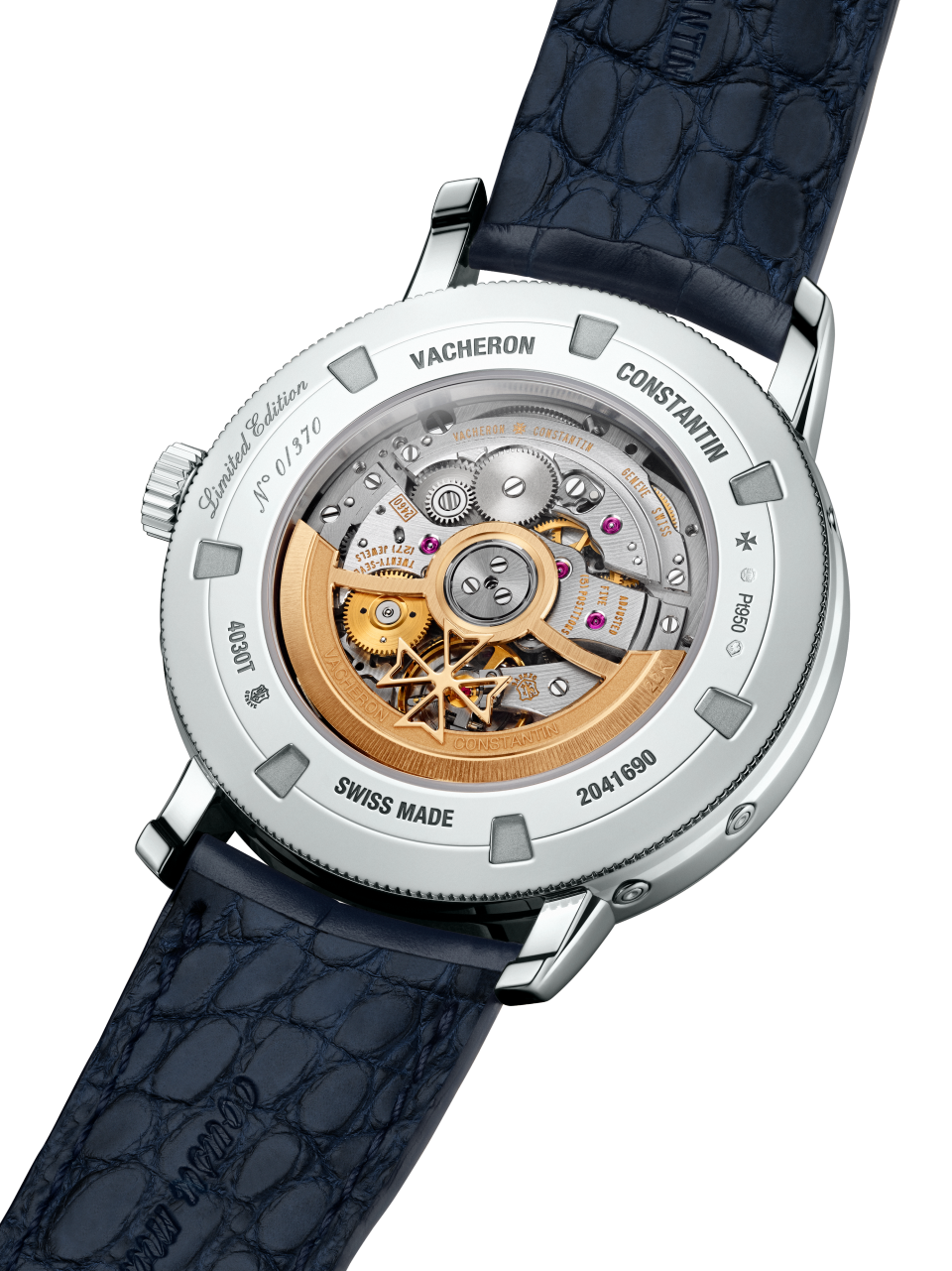 3/4视图 - 品牌形象 - 腕表 - Traditionnelle传袭系列万年历逆跳日历镂雕腕表 - 41毫米 铂金 隽永 鳄鱼皮 表带