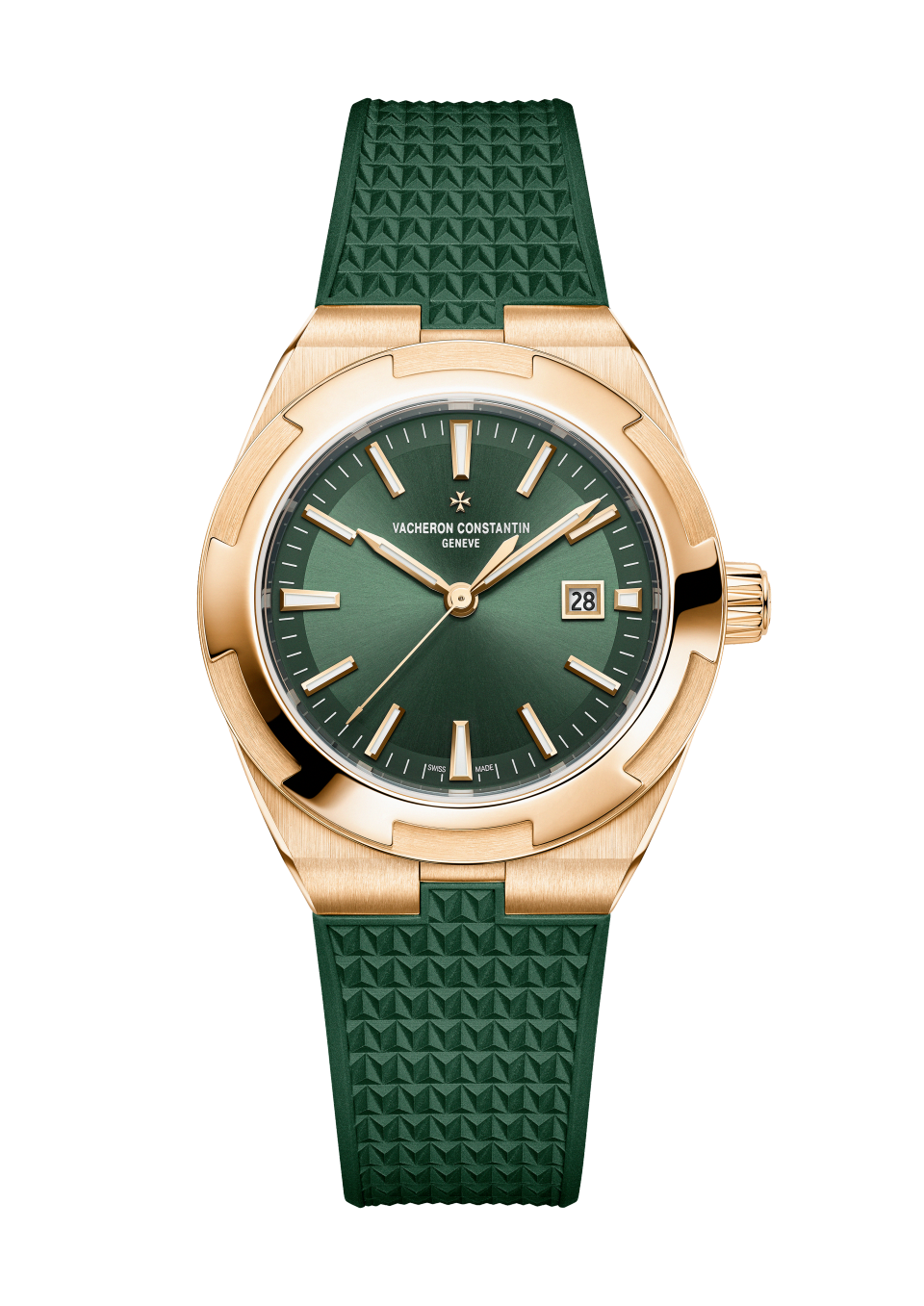 Alternative view - Image - Watch - Overseas self-winding - 34.5 mm Pink Gold with Rubber, Grained calfskin leather straps