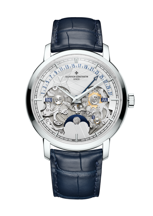 Traditionnelle传袭系列万年历逆跳日历镂雕腕表