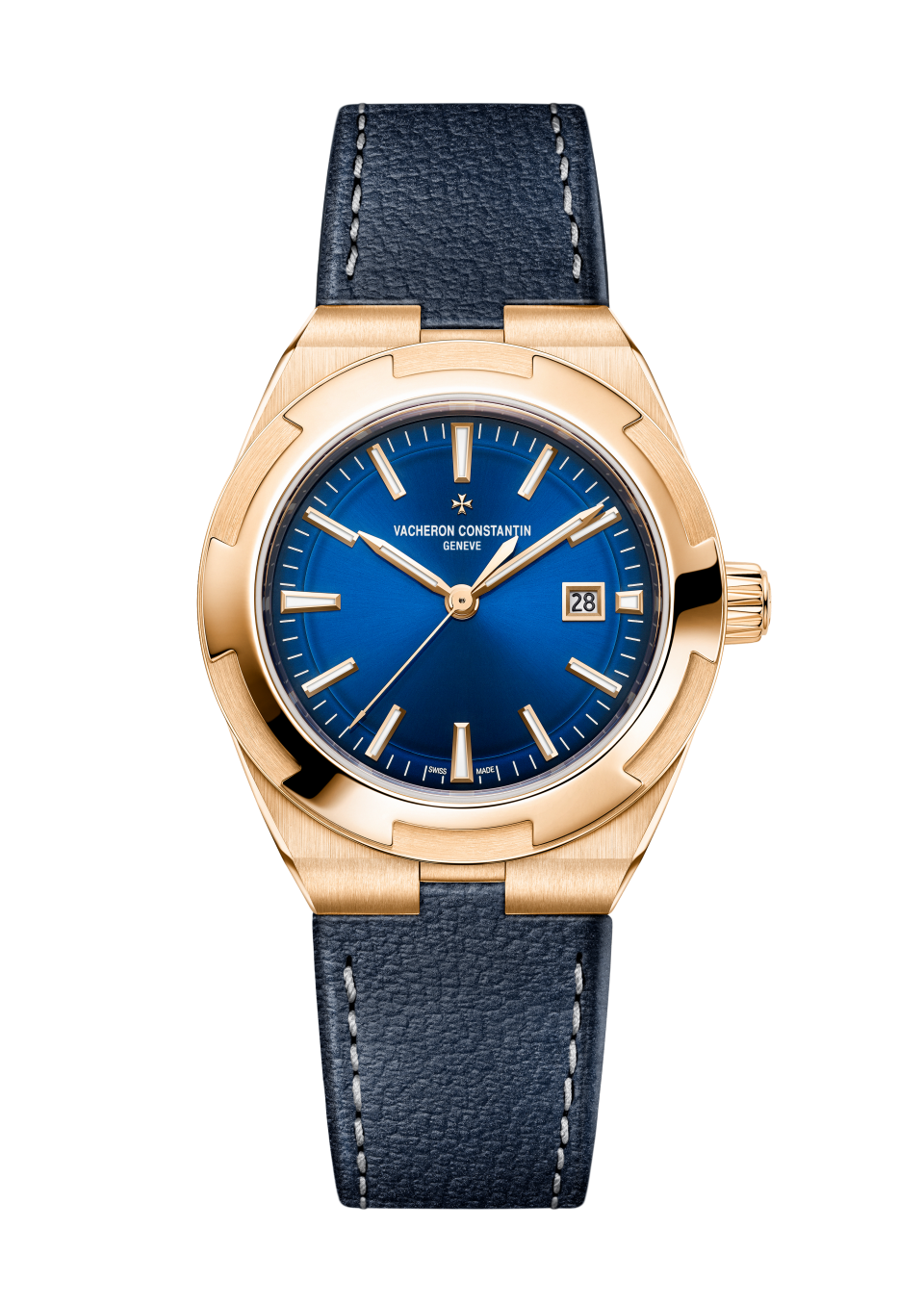 Alternative view - Image - Watch - Overseas self-winding - 34.5 mm Pink Gold with Rubber, Grained calfskin leather straps