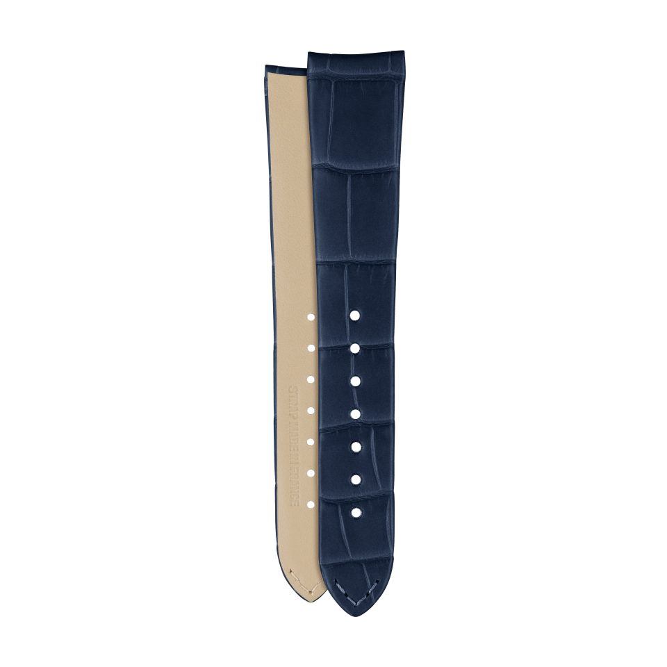 Half-matte dark blue alligator strap for Vacheron Constantin watches - XF082204 Front & Back