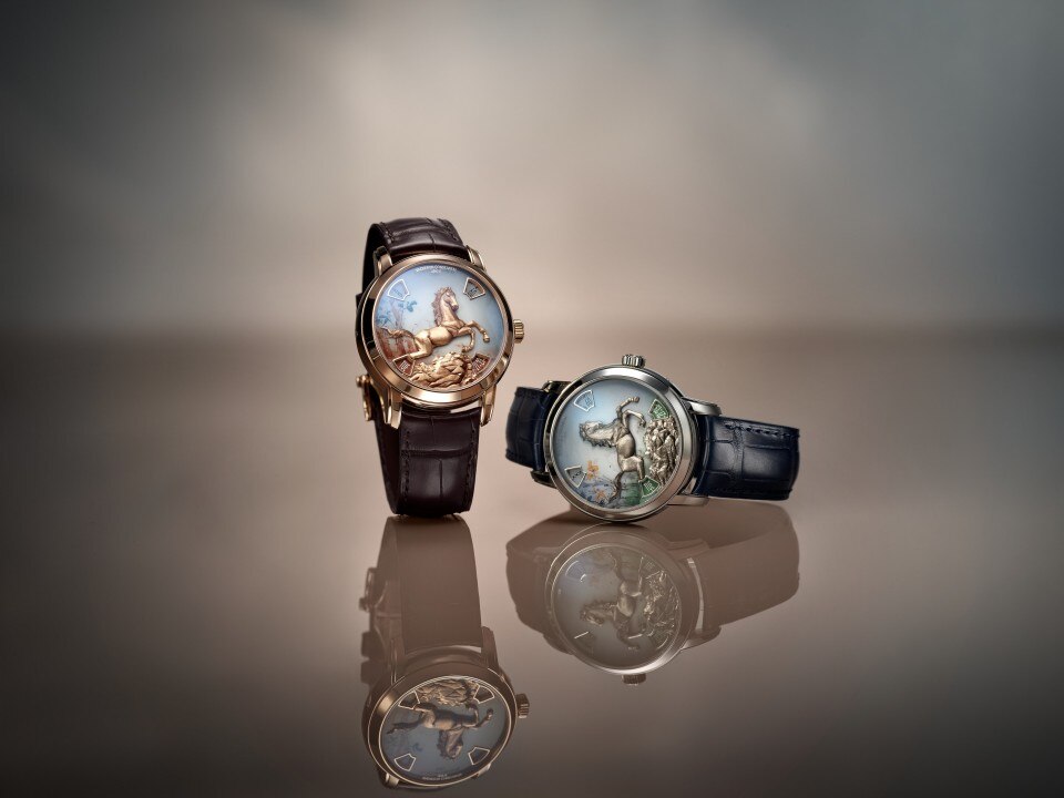 Alternative view - Lifestyle product photo - Watch - Métiers d'Art The legend of the Chinese zodiac - year of the horse - 40 mm Platinum with Alligator leather strap