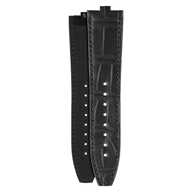 Half-matte black alligator strap for Vacheron Constantin watches - XF083031 Front & Back