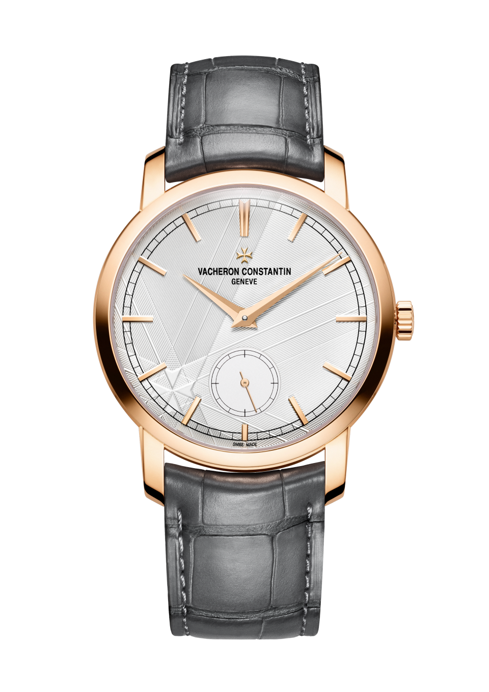 Front view - Packshot - Watch - Traditionnelle manual-winding - 38 mm Pink Gold with Alligator leather strap