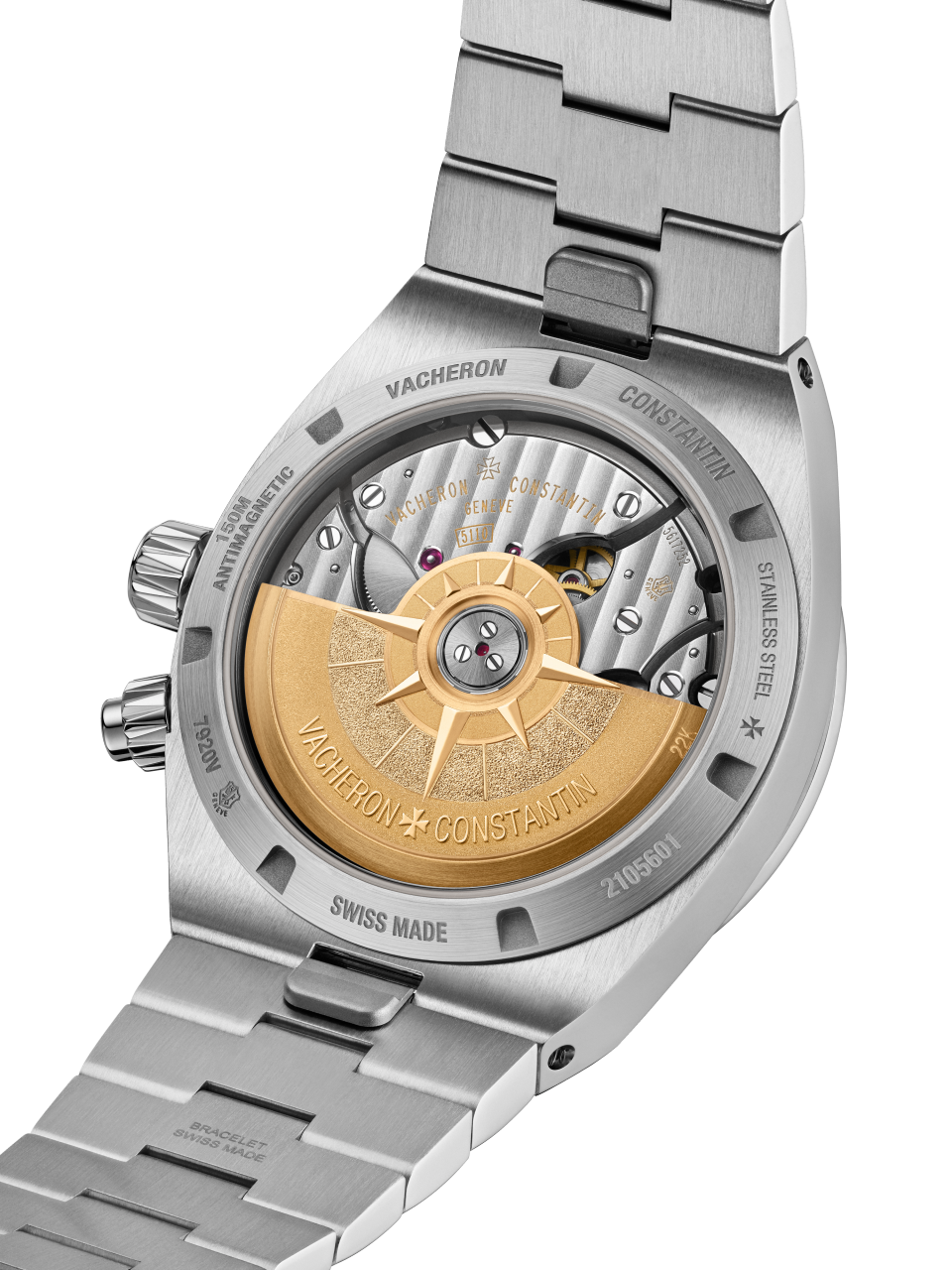 3/4 view - Image - Watch - Overseas dual time - 41 mm Steel with Rubber, Grained calfskin leather straps