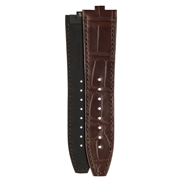 Half-matte dark brown alligator strap for Vacheron Constantin watches - XF082628 Front & Back
