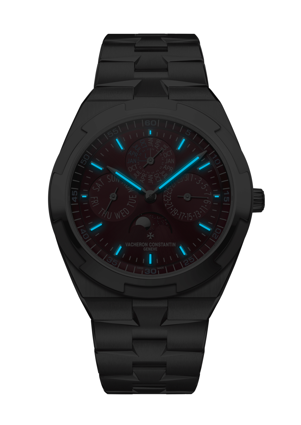 Night view - Image - Watch - Overseas perpetual calendar ultra-thin - 41.5 mm White Gold with Rubber, White Gold straps