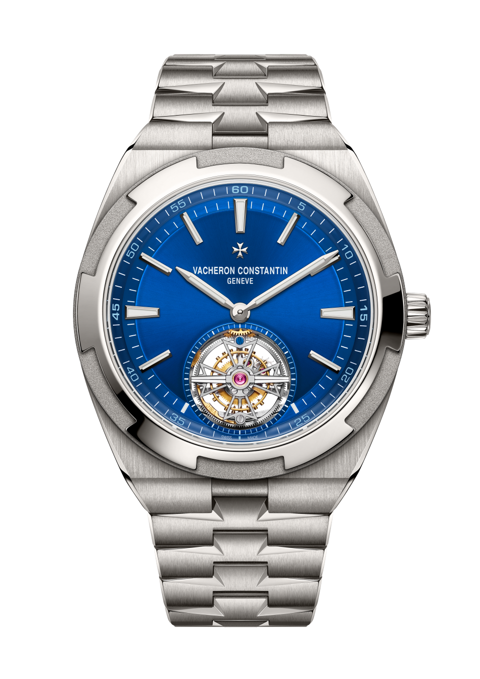 Front view - Packshot - Watch - Overseas tourbillon - 42.5 mm Titanium with Grained calfskin leather, Rubber straps
