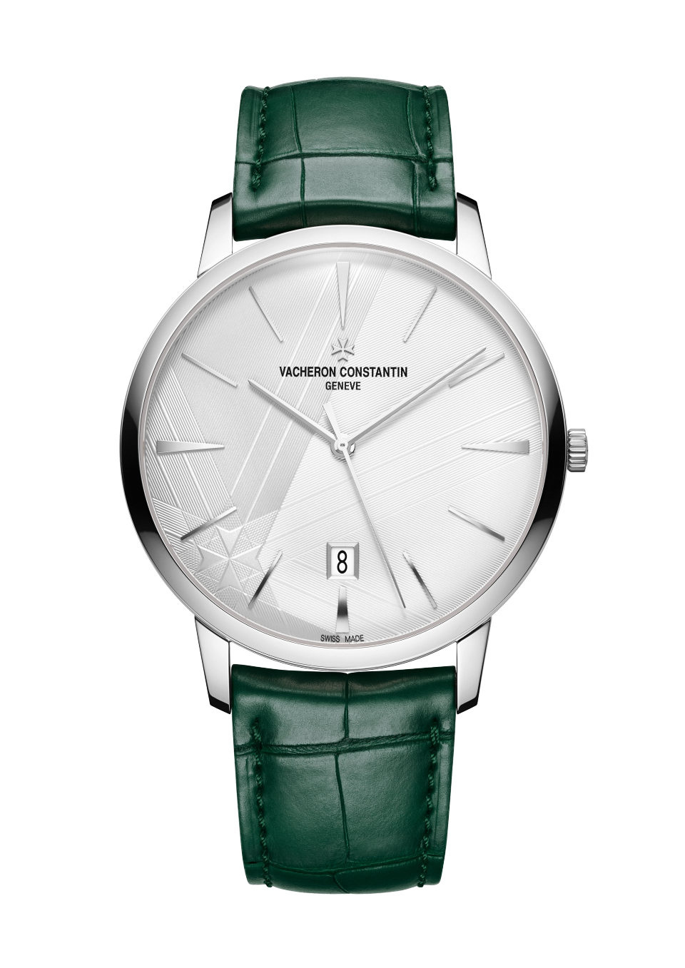 Front view - Packshot - Watch - Patrimony self-winding - 40 mm White Gold with Alligator leather strap