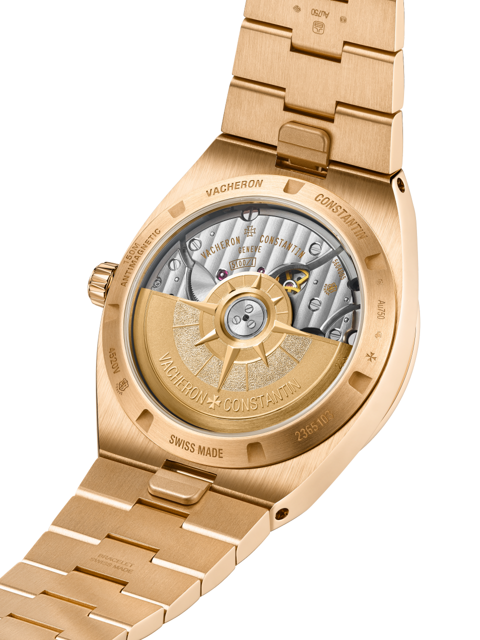 3/4 view - Image - Watch - Overseas self-winding - 41 mm Pink Gold with Grained calfskin leather, Rubber straps