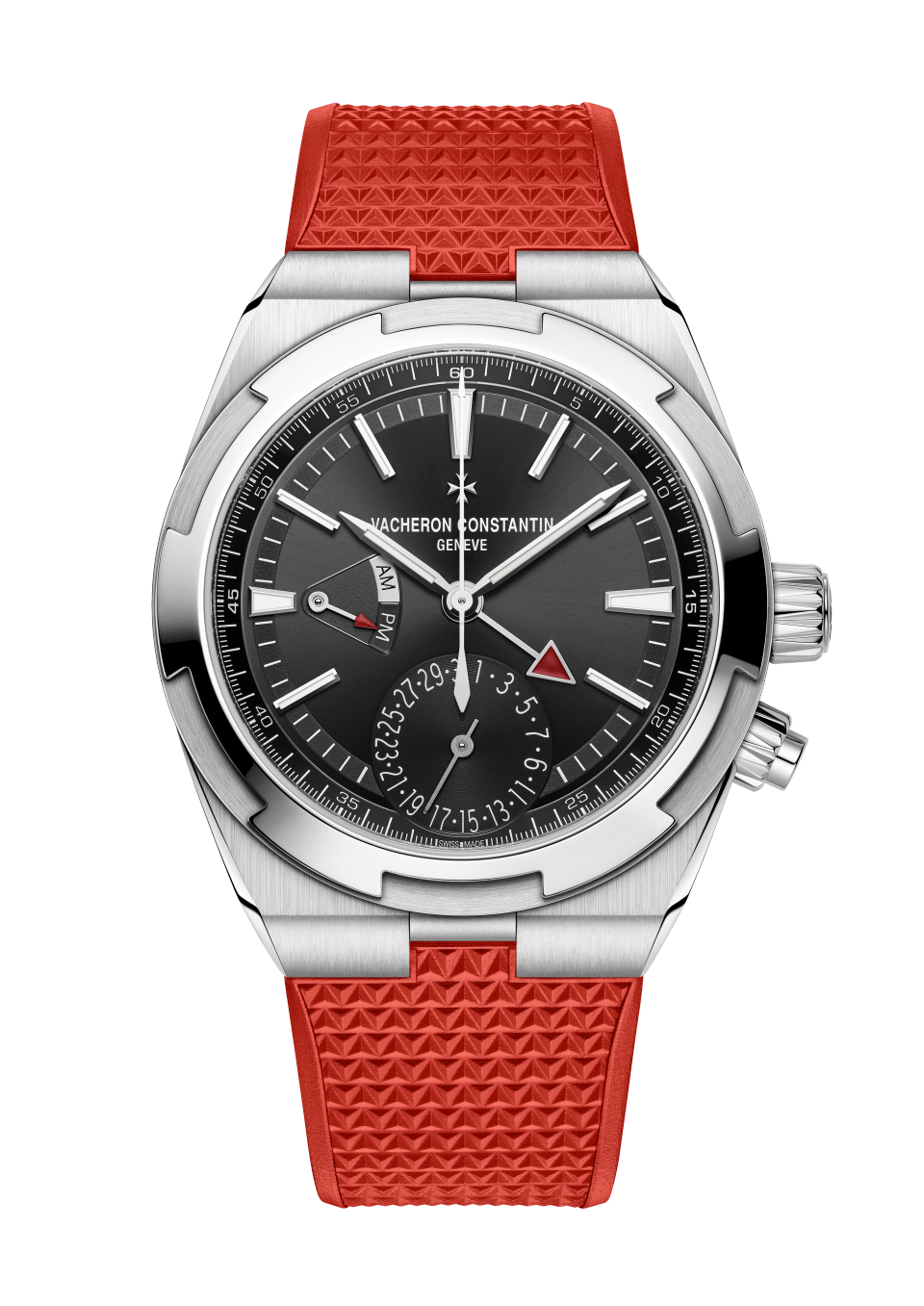 Alternative view - Image - Watch - Overseas dual time - 41 mm Steel with Rubber, Grained calfskin leather straps