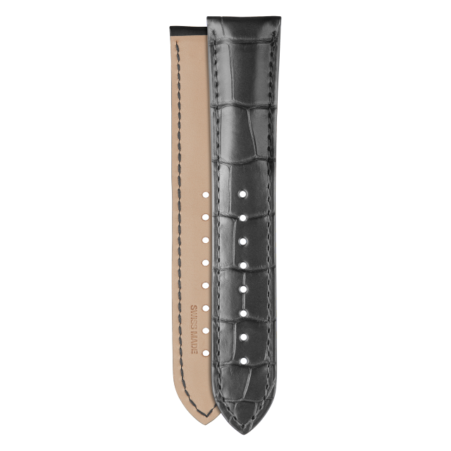 Half-matte dark grey alligator strap for Vacheron Constantin watches - XF083236 Front & Back