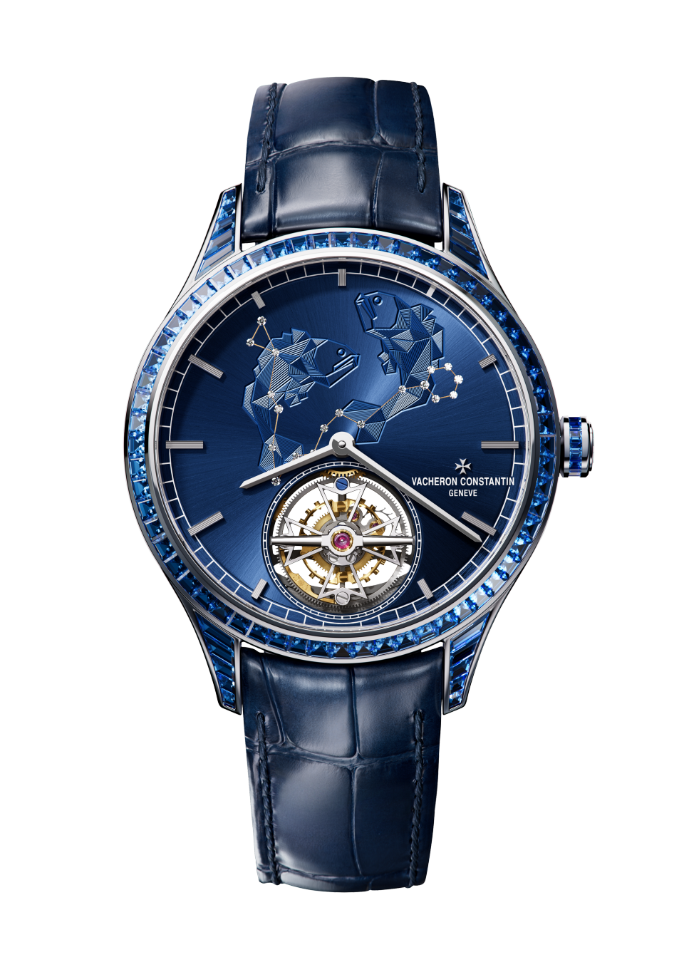 正视图 - 产品图片 - 腕表 - Métiers d'Art艺术大师系列致敬星辰万象 - 双鱼座 - 39毫米 白金 隽永 鳄鱼皮 表带