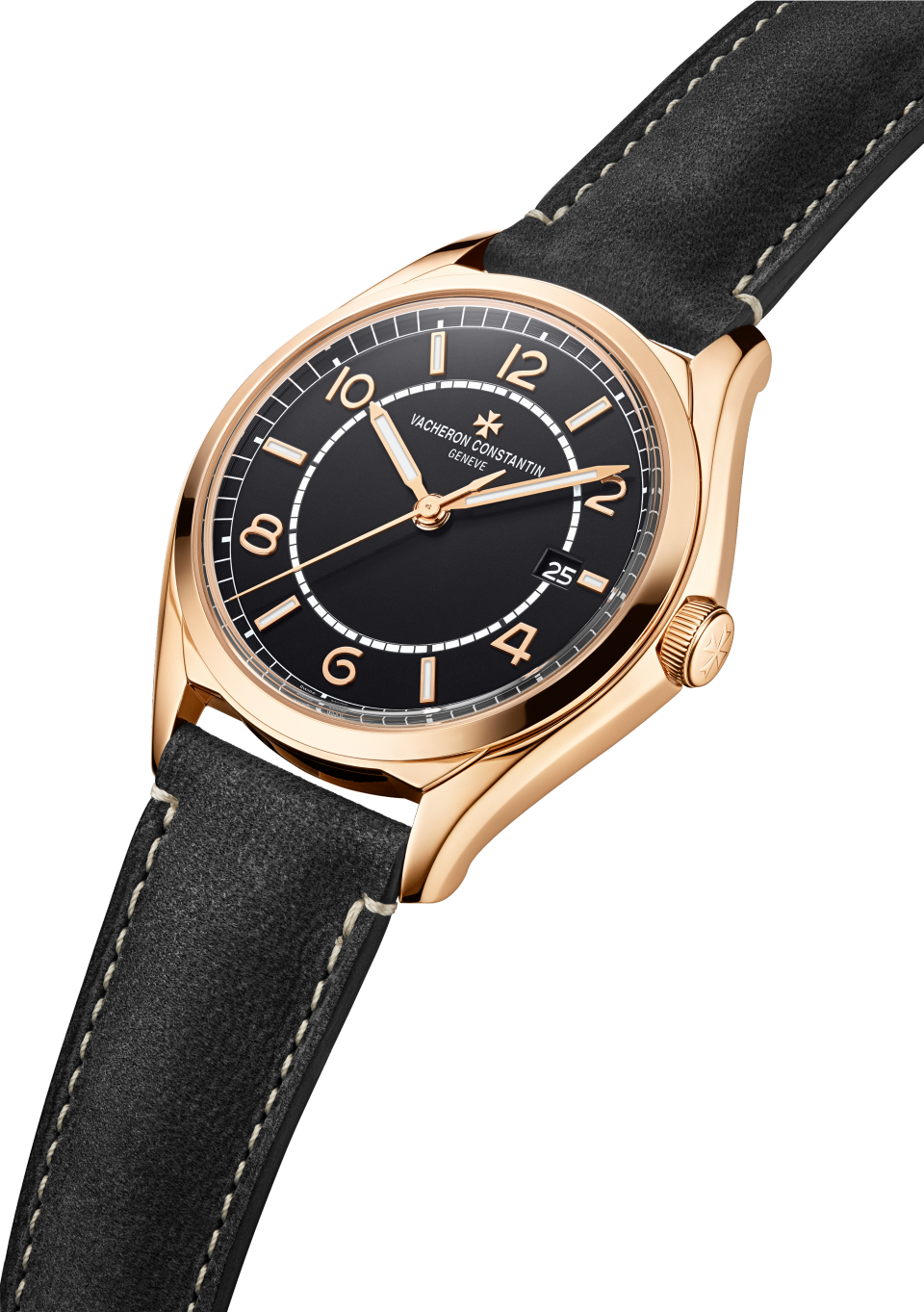 3/4 view - Image - Watch - Fiftysix self-winding - 40 mm Pink Gold with Calfskin leather strap