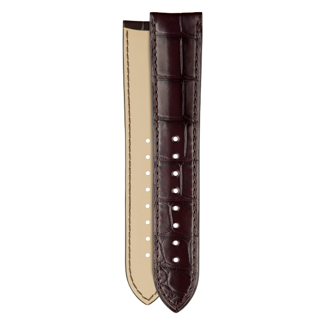 Half-matte dark brown alligator strap for Vacheron Constantin watches - XF082979 Front & Back