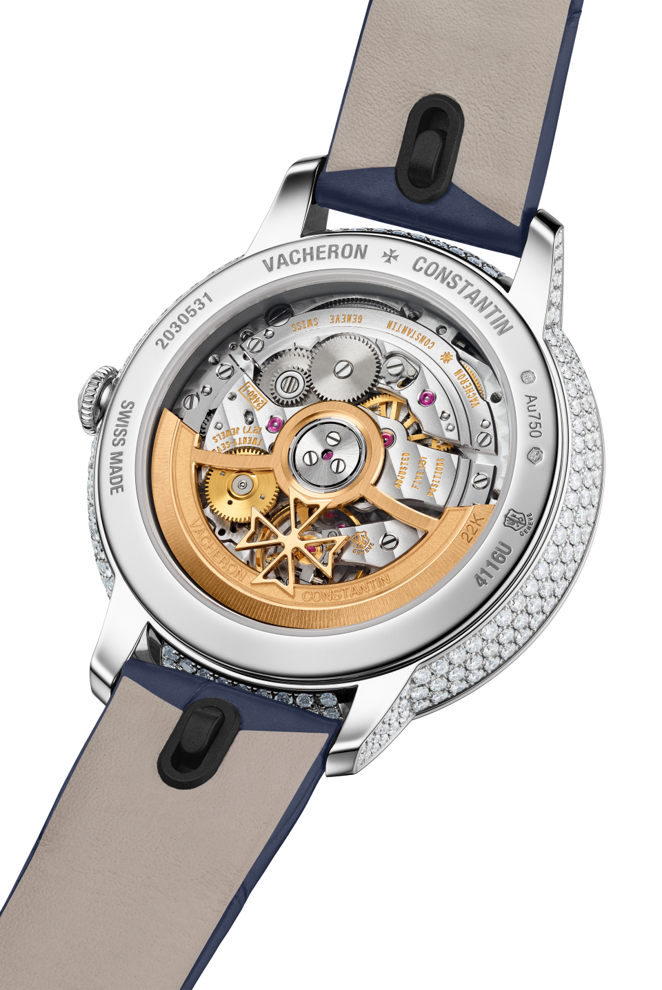 3/4 view - Image - Watch - Patrimony self-winding jewellery - 37 mm White Gold with Alligator leather strap