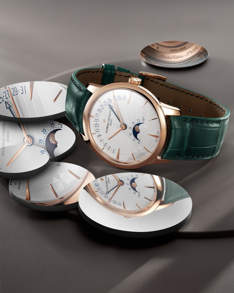 Alternative view - Lifestyle product photo - Watch - Patrimony moon phase retrograde date - 42.5 mm Pink Gold with Alligator leather strap