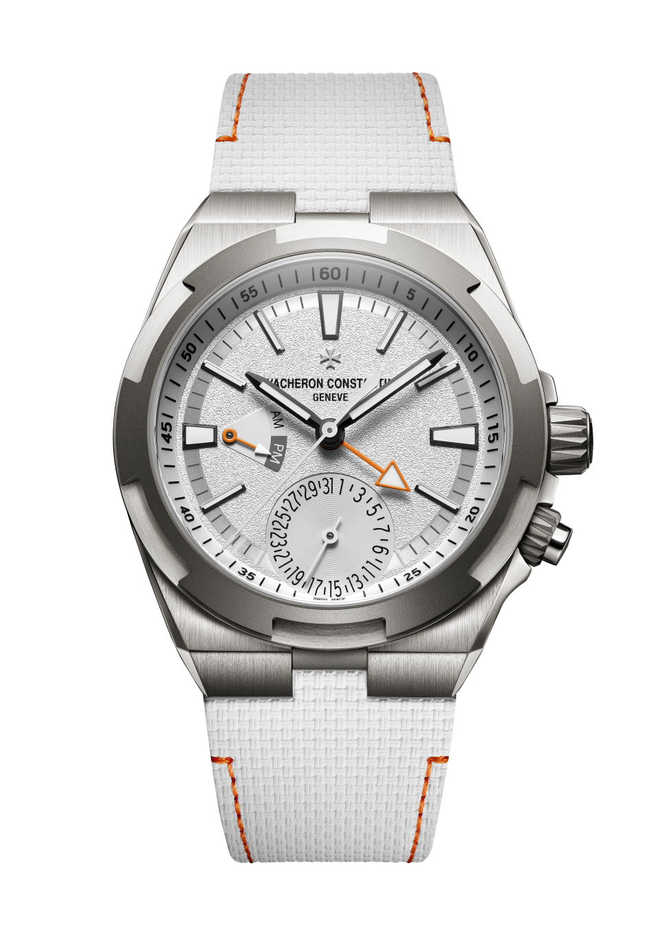 Front view - Packshot - Watch - Overseas dual time Cardinal Points - North - 41 mm Titanium with Rubber, Titanium straps