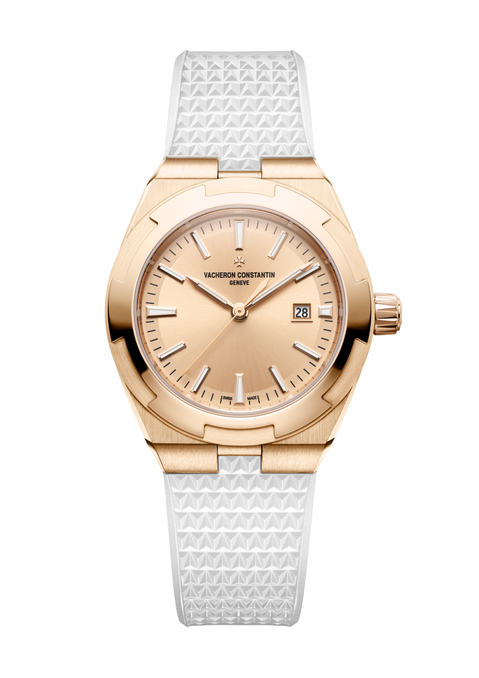 Other view - Packshot - Watch - Overseas self-winding - 34.5 mm Pink Gold with Alligator leather, Rubber, 18K pink gold straps