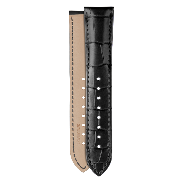Half-matte dark grey alligator strap for Vacheron Constantin watches - XF083236 Front & Back