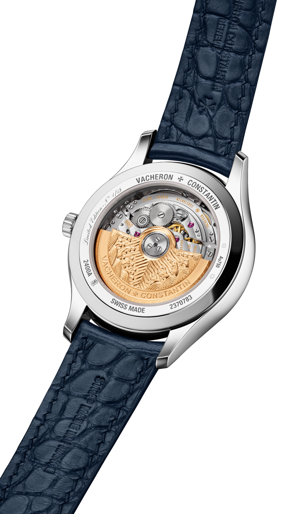 Back view - Packshot - Watch - Métiers d’Art Tribute to traditional symbols - Moonlight slivers - 38 mm White Gold with Alligator leather strap