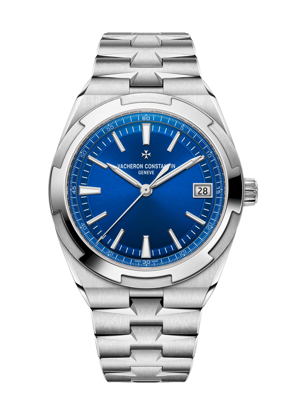 Front view - Packshot - Watch - Overseas self-winding - 41 mm Steel with Grained calfskin leather, Rubber straps