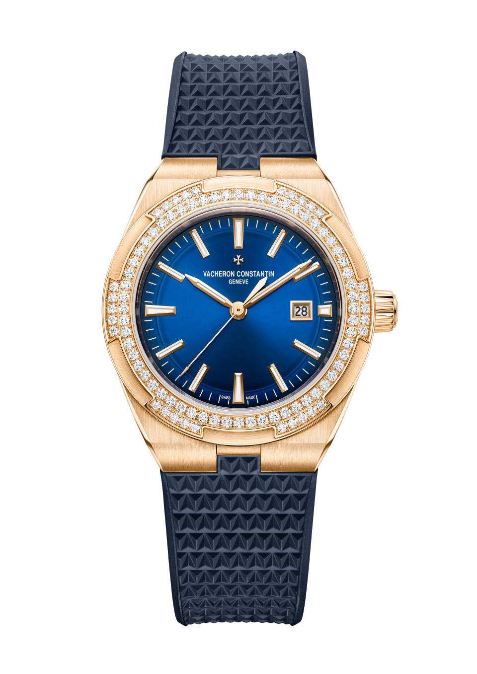 Alternative view - Image - Watch - Overseas self-winding - 35 mm Pink Gold with Grained calfskin leather, Rubber straps