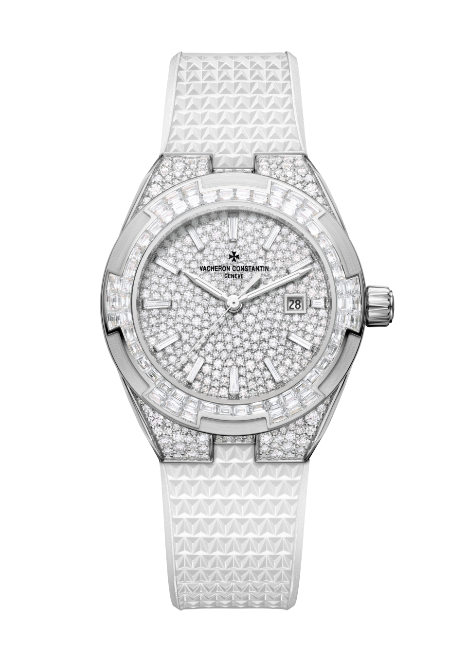 Alternative view - Image - Watch - Overseas self-winding high jewellery - 35 mm White Gold with Alligator leather, Rubber, White Gold straps