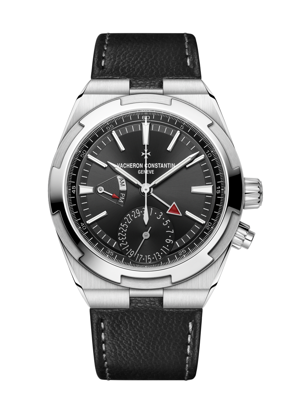 Alternative view - Image - Watch - Overseas dual time - 41 mm Steel with Rubber, Grained calfskin leather straps