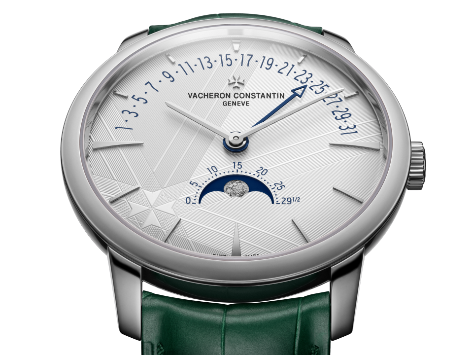 可选视图 - 产品图片 - 腕表 - Patrimony传承系列月相逆跳日历腕表 - 42.5毫米 白金 隽永 鳄鱼皮 表带