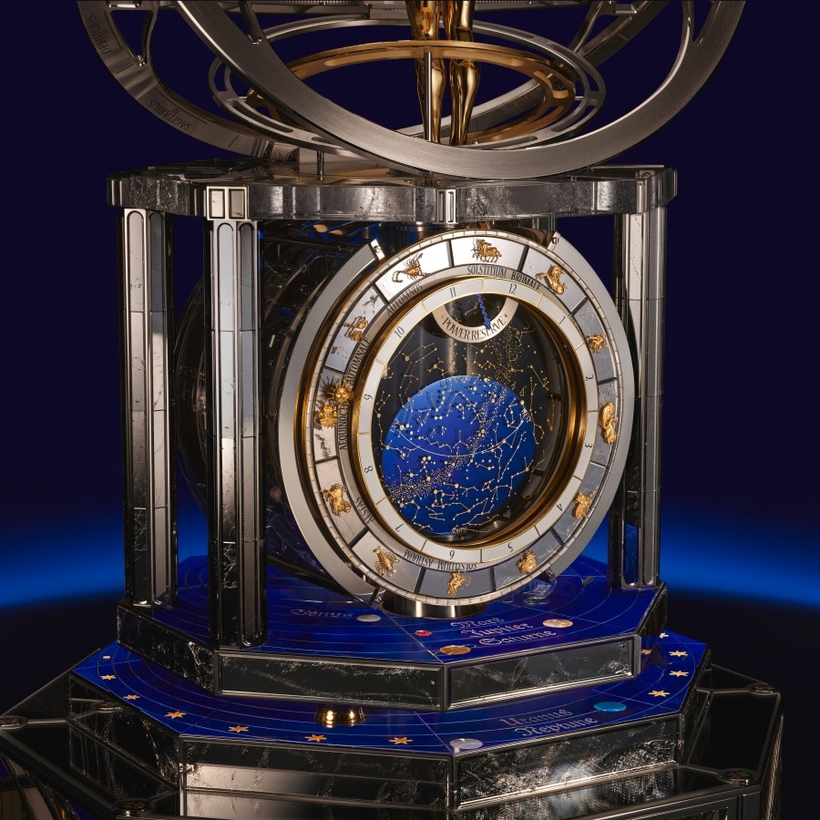 Image illustrating the clock and its rotating circles representing the celestial vault