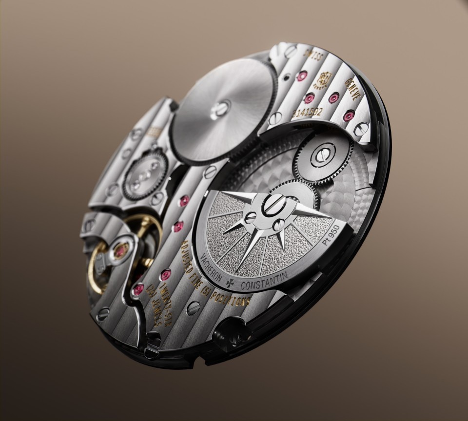 Close-up of a mechanical watch movement with watch parts.